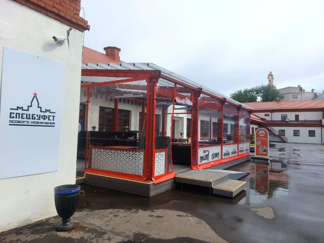 ПВХ шторы для летней террасы кафе в Старой Купавне